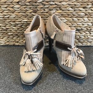 Cole Haan Nike Air "Kiltie" Tan Leather Heeled Booties